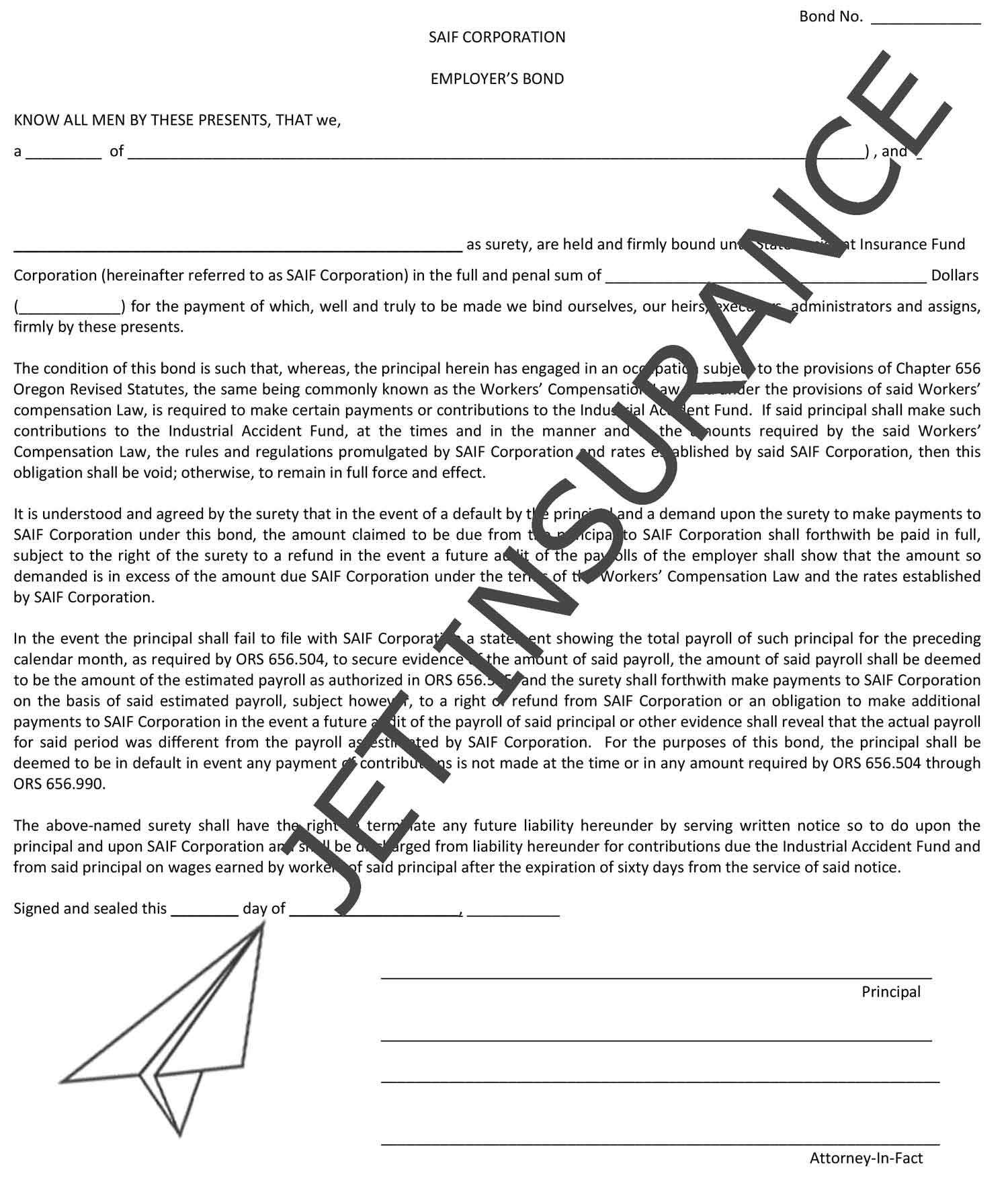 Oregon SAIF Workers Comp Bond Form